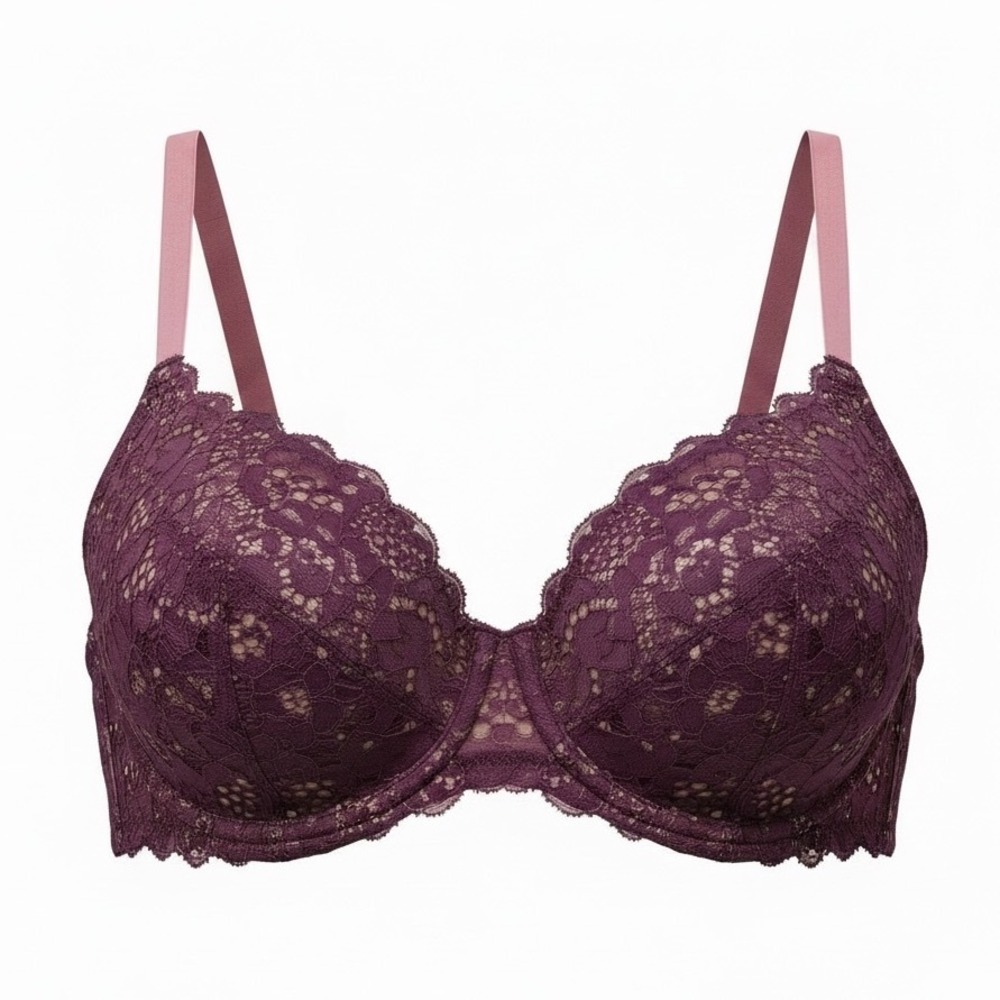 Victoria's Secret Body By Victoria Unlined Demi Bra 38C Plum Purple Lace